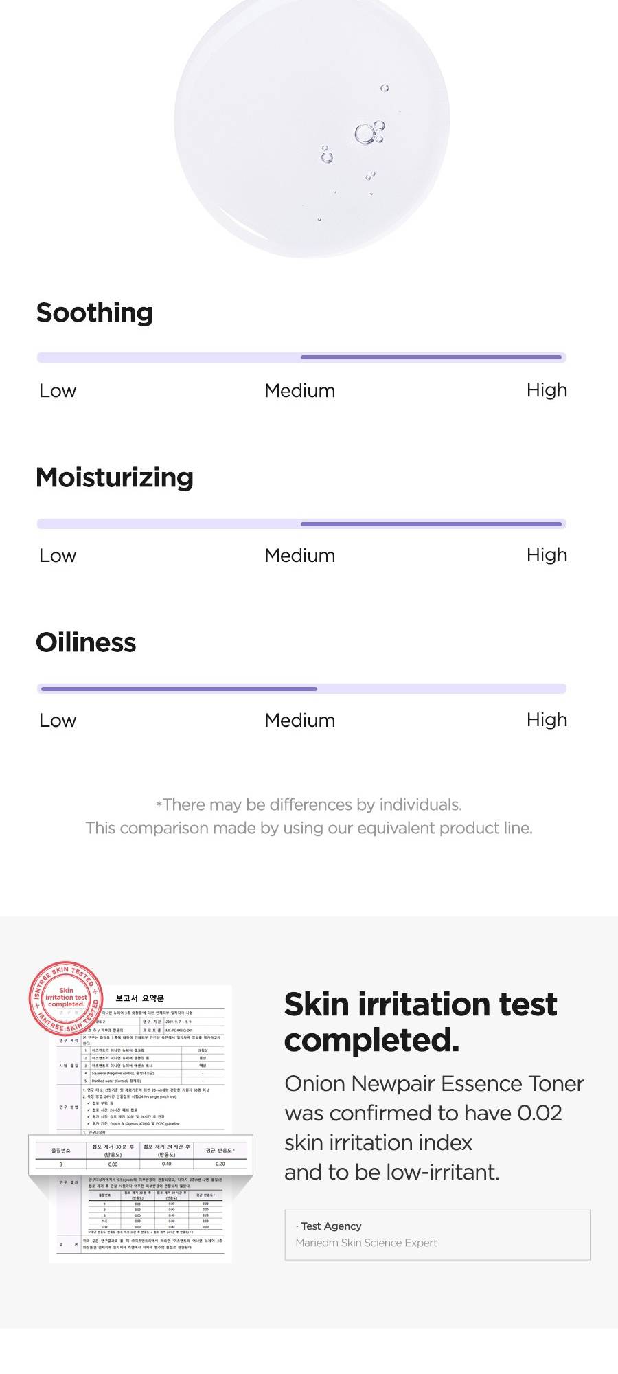 Isntree Onion Newpair Essence Toner texture, soothing moisturizing level and skin irritation test