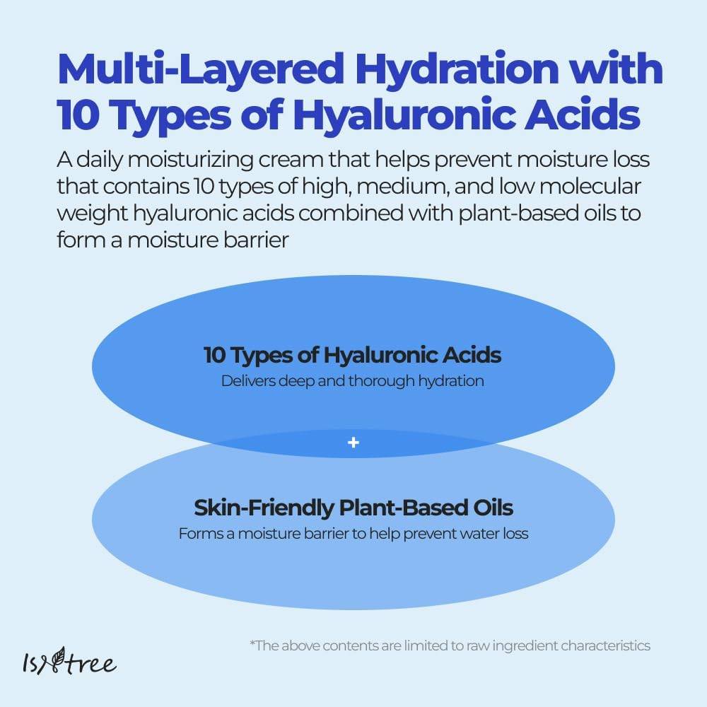 Isntree Hyaluronic Acid Moist Cream multi-layered hydration with plant-based oils
