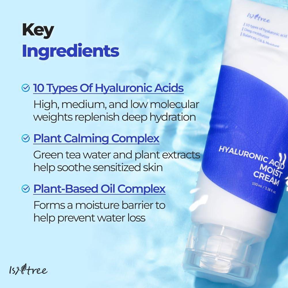 Isntree Hyaluronic Acid Moist Cream 100ml key ingredients list