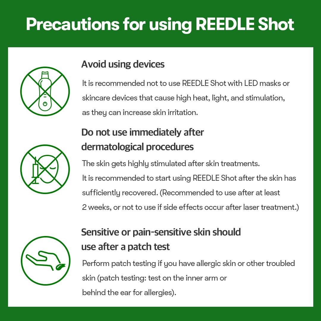 VT Reedle Shot 100 precautions devices procedures and patch test