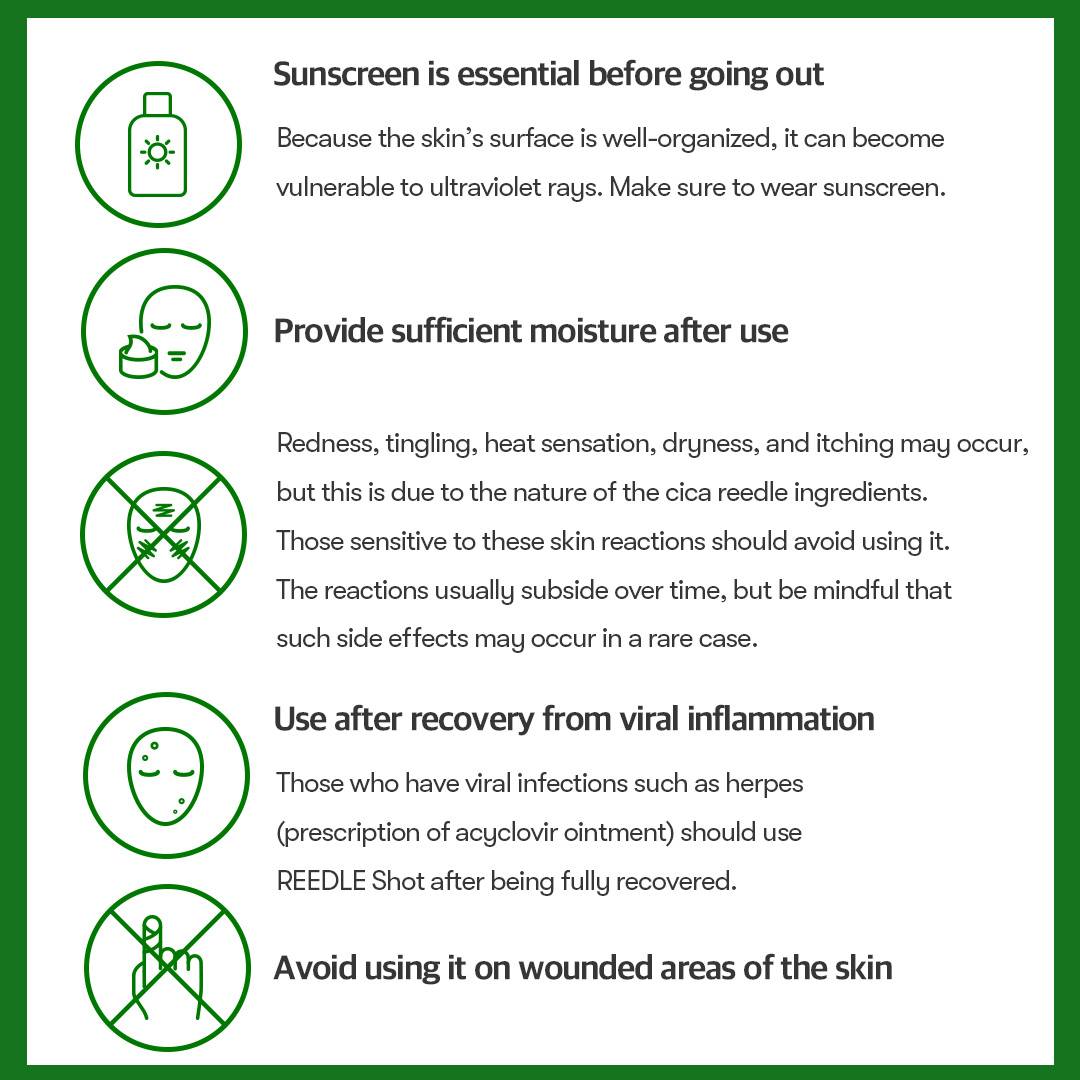 VT Reedle Shot 100 precautions sunscreen moisture and wounded skin