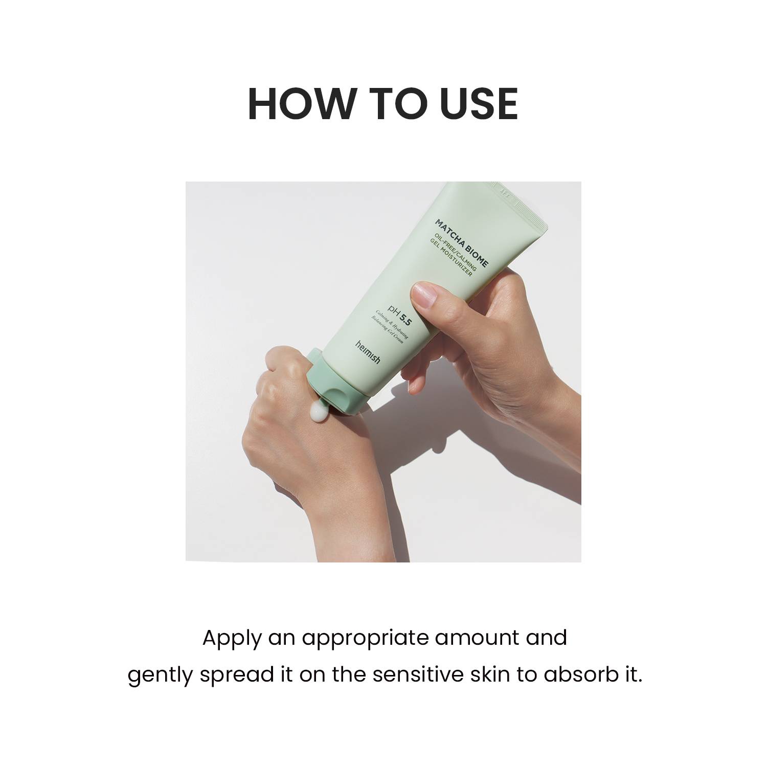 Heimish Matcha Biome Oil Free Calming Gel Moisturizer how to use on hand