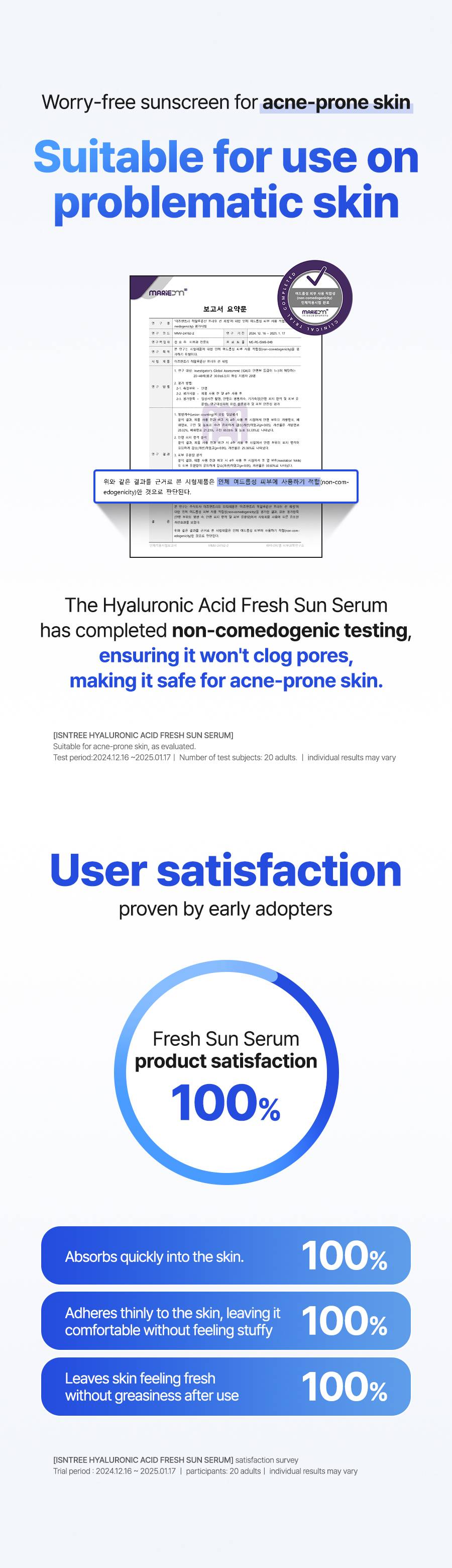 Isntree Hyaluronic Acid Fresh Sun Serum zinc hyaluronic acid ultra-low molecular ingredients