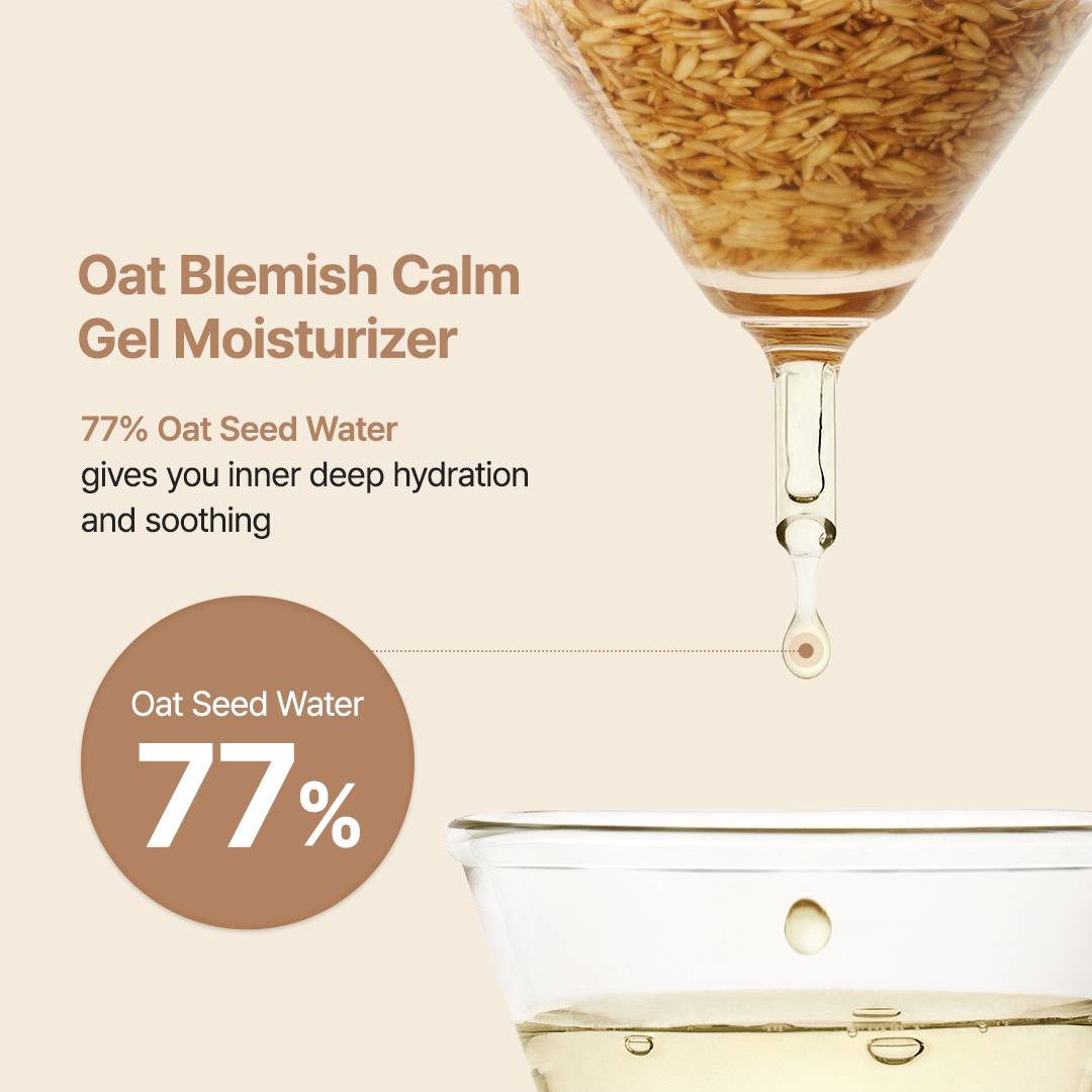 Purito Oat In Calming Gel Cream 77% oat seed water ingredient for hydration and soothing