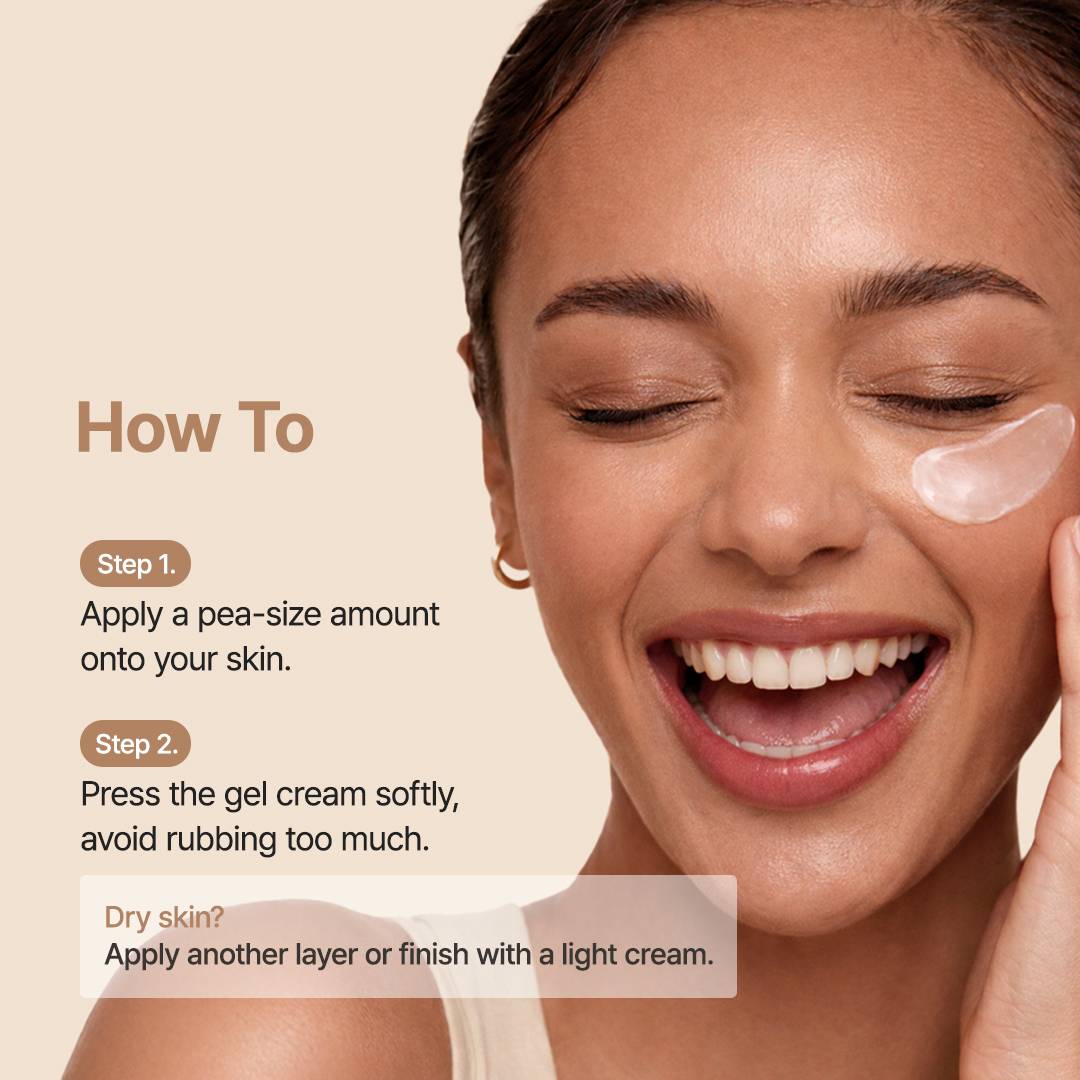 Purito Oat In Calming Gel Cream how to use on face, pea-size amount