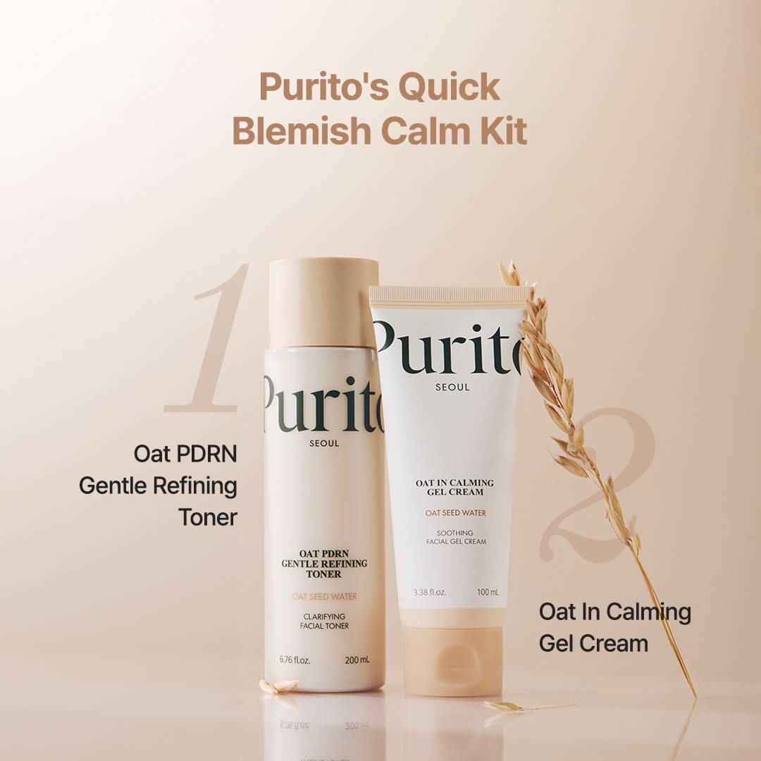 Purito Oat PDRN Gentle Refining Toner 200ml with Oat In Calming Gel Cream 100ml set