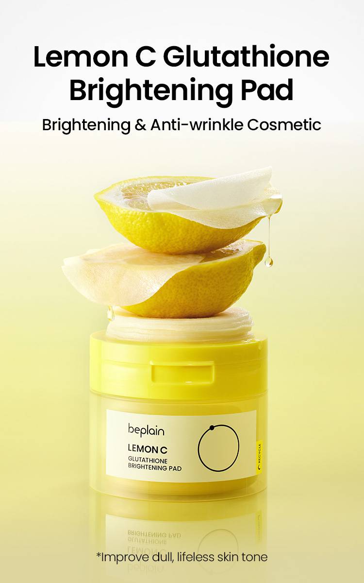 Beplain Lemon C Glutathione Brightening Pad 70 pads toner pad jar with lemon