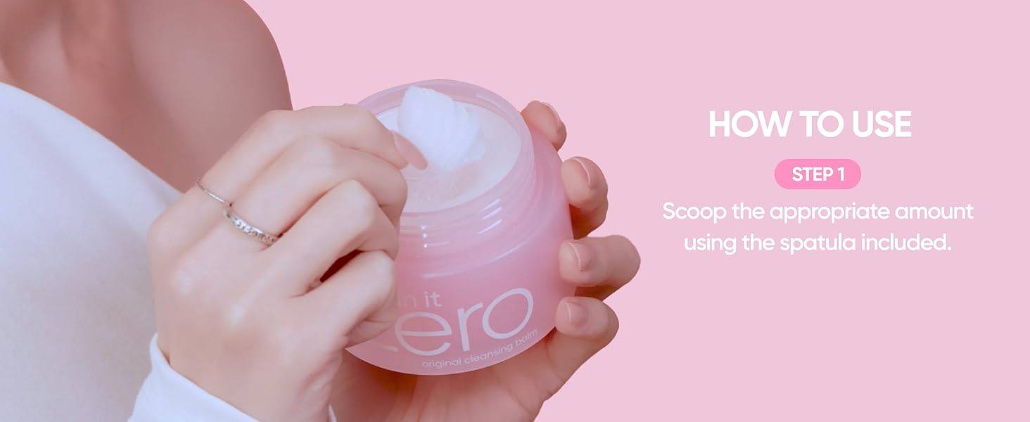 Banila co Clean it Zero Original Cleansing Balm how to use step 1, scoop with spatula