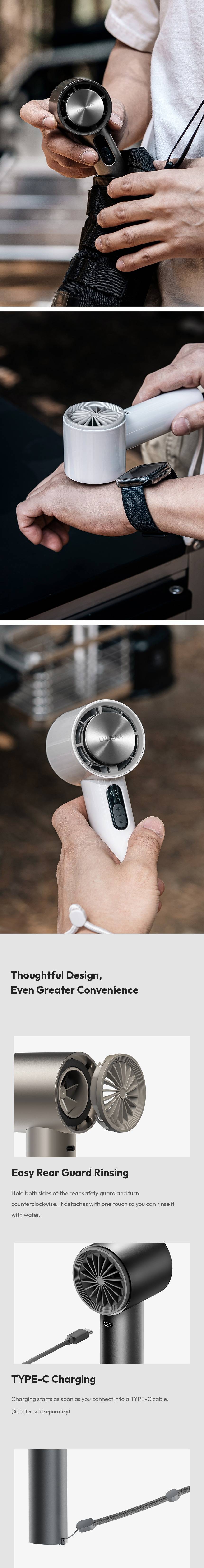 lumena FAN JET ULTRA PLUS removable rear guard, TYPE-C charging, hand strap