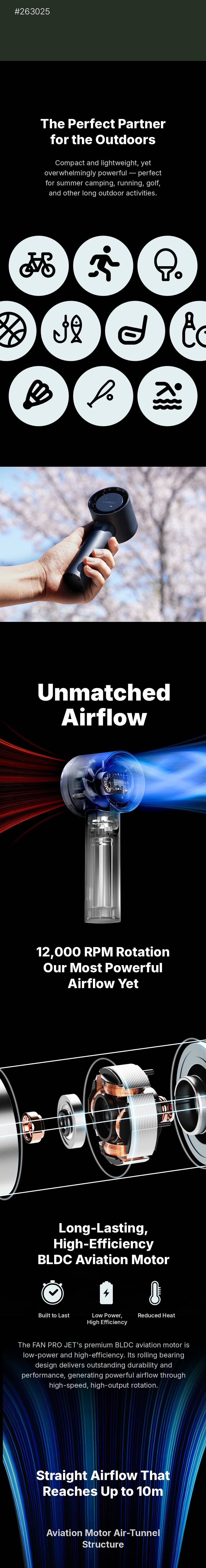 lumena FAN PRO JET outdoor handheld fan 12,000 RPM BLDC aviation motor