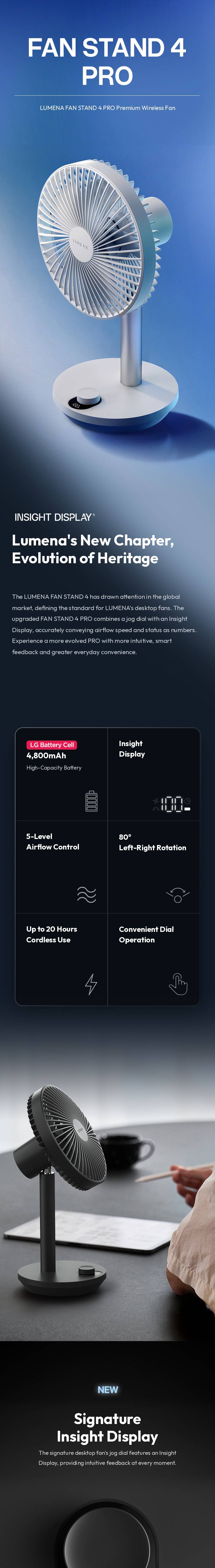 lumena FAN STAND 4 PRO Insight Display and key features overview