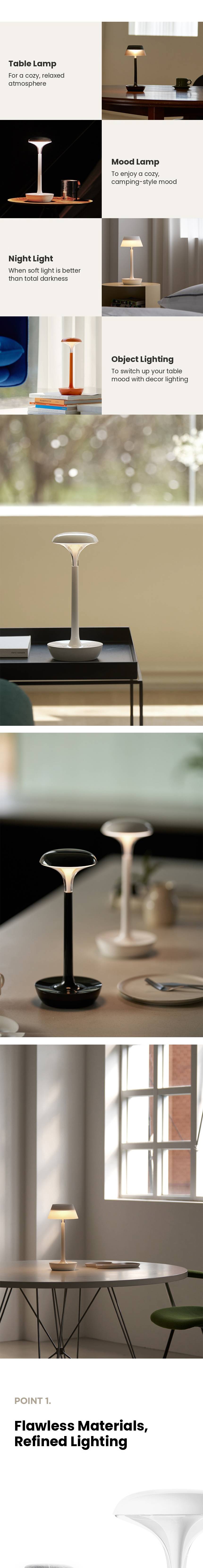 lumena SPACE ON PLUS use cases table lamp, mood lamp, night light, object lighting