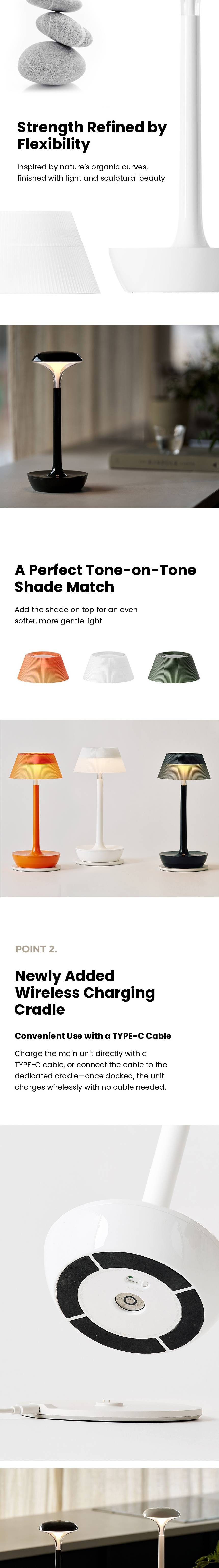 lumena SPACE ON PLUS tone-on-tone shade colors and wireless charging cradle with TYPE-C cable