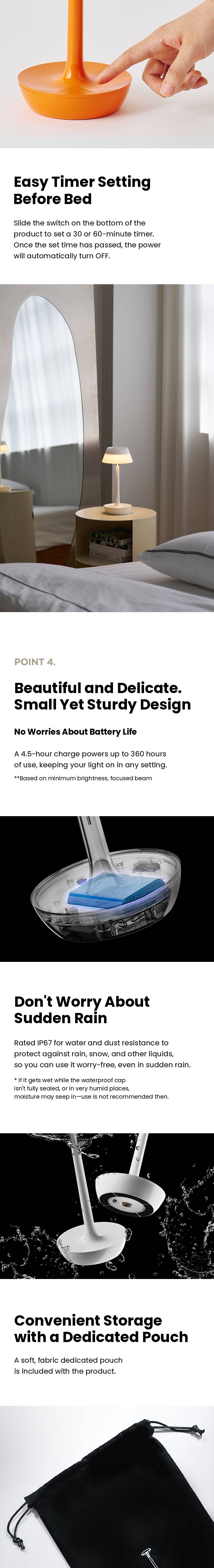 lumena SPACE ON PLUS 30/60-minute timer, 360-hour battery, water resistance, fabric pouch