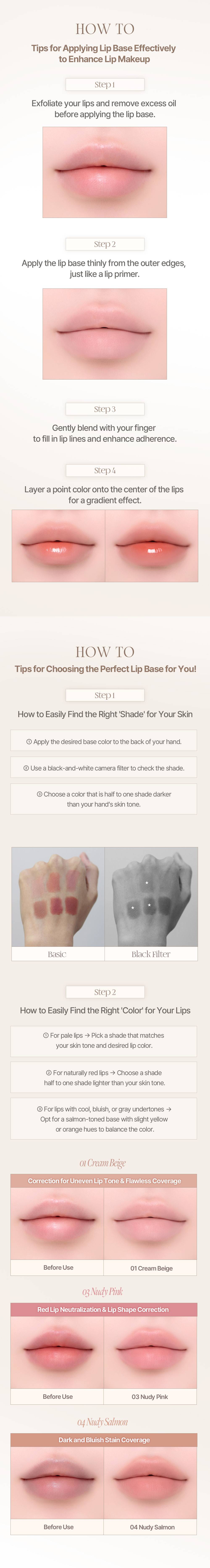 Heartpercent All Cover Lip Base how to apply, shade selection and before and after on lips