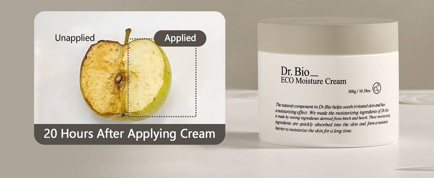 Dr.Bio ECO Moisture Cream 300g apple test unapplied vs applied 20 hours after applying