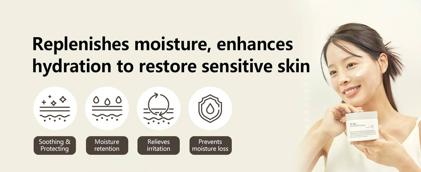 Dr.Bio ECO Moisture Cream benefits: soothing, moisture retention, irritation relief, moisture loss prevention