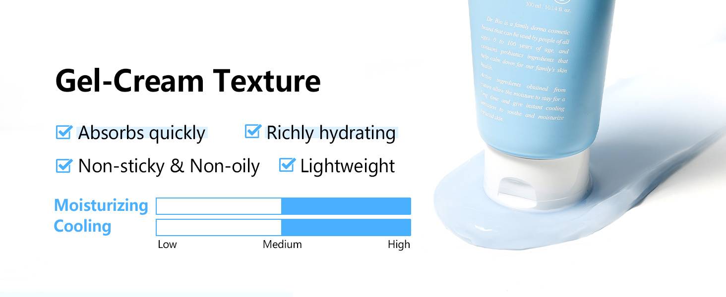 Dr.Bio Soothing Moisture Cream 300ml gel-cream texture, moisturizing and cooling level