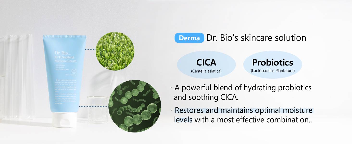 Dr.Bio Soothing Moisture Cream 300ml CICA Centella asiatica and probiotics Lactobacillus Plantarum