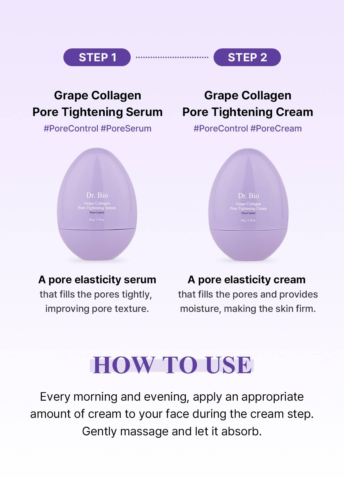 Dr.Bio Grape Collagen Pore Tightening Cream how to use with Pore Tightening Serum