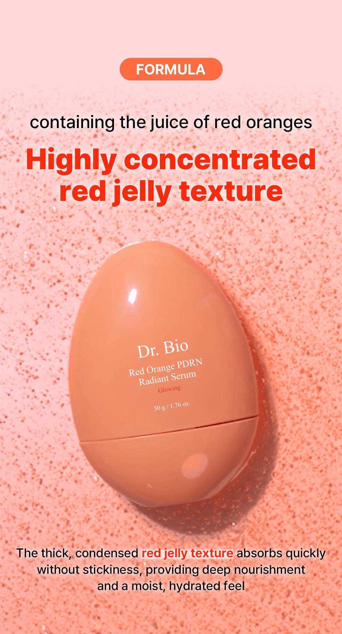 Dr.Bio Red Orange PDRN Radiant Serum 50g highly concentrated red jelly texture formula