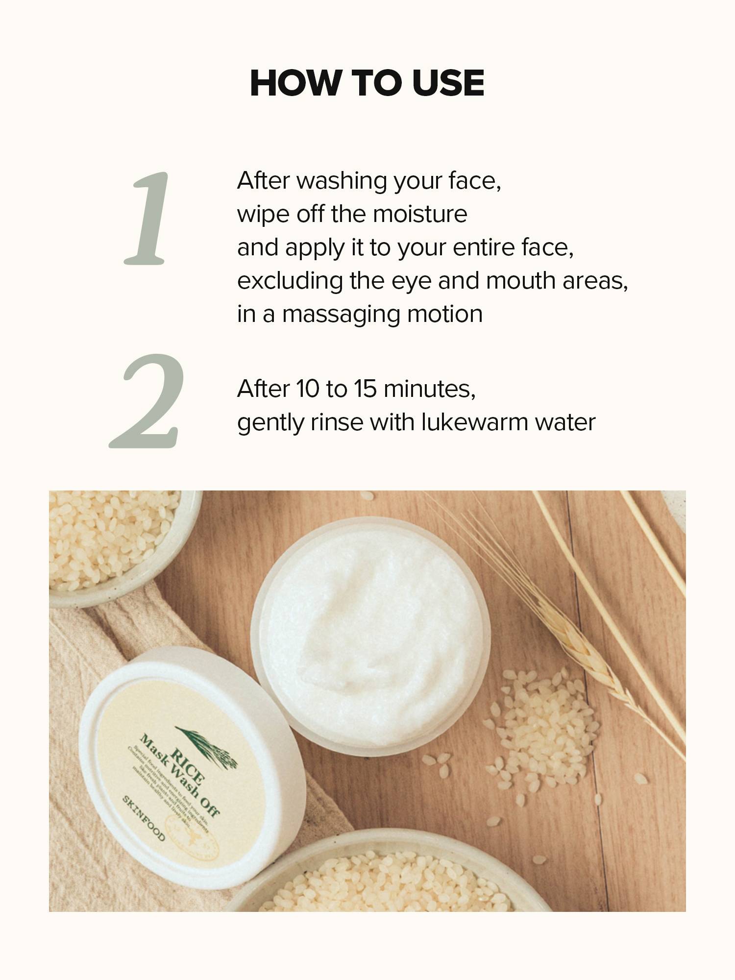 Skinfood Rice Mask Wash Off 210g how to use steps