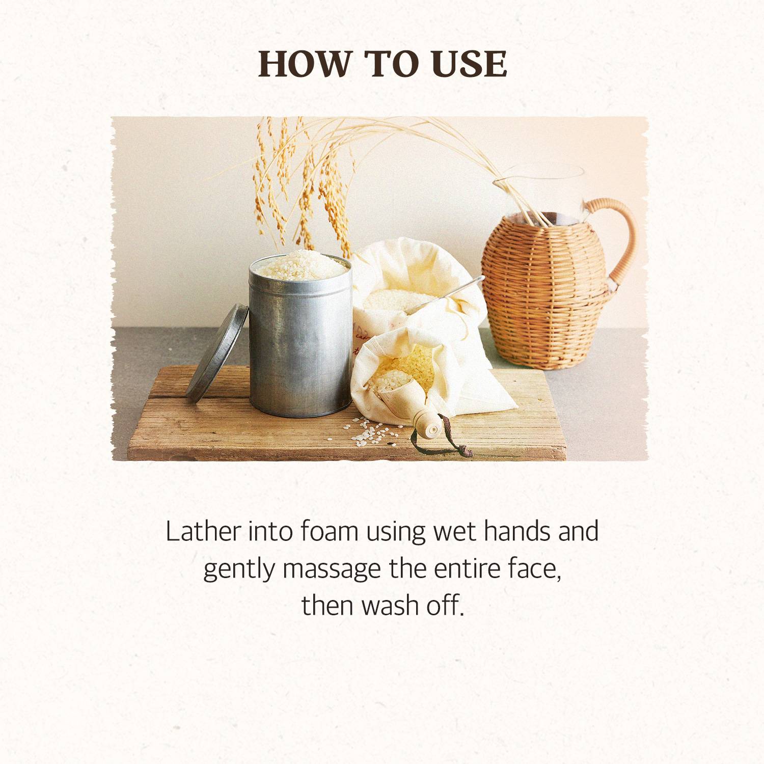 Skinfood Rice Daily Brightening Scrub Foam how to use, lather and massage face