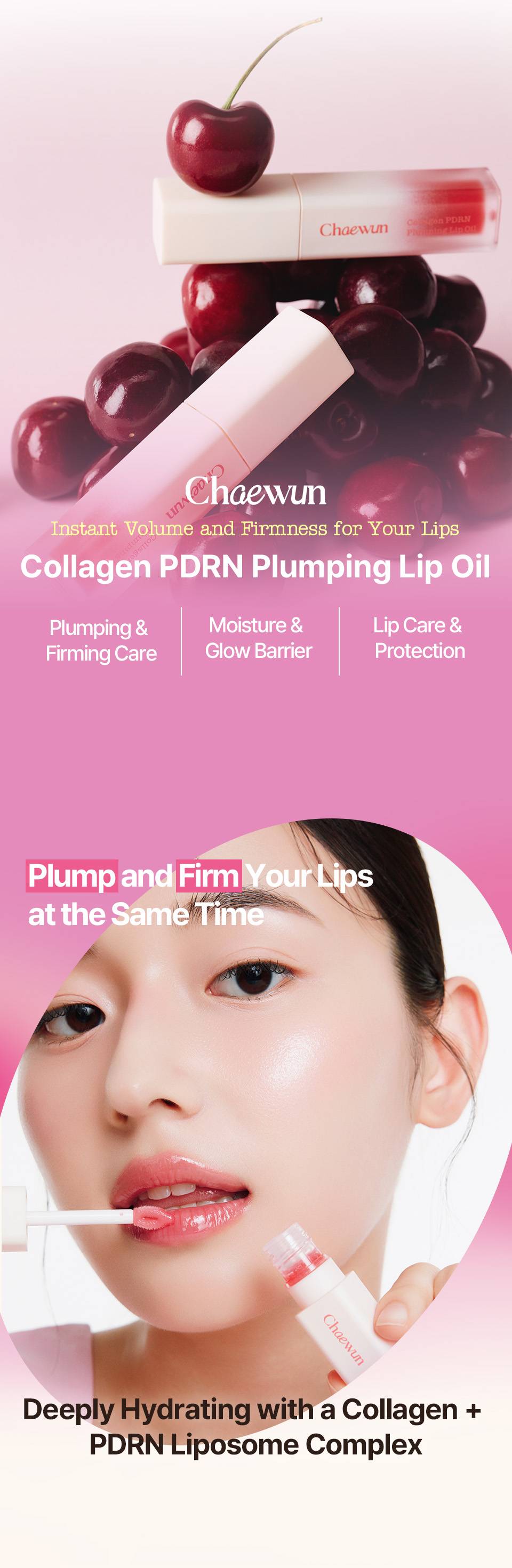 Chaewun Collagen PDRN Plumping Lip Oil instant volume and firmness lip care benefits
