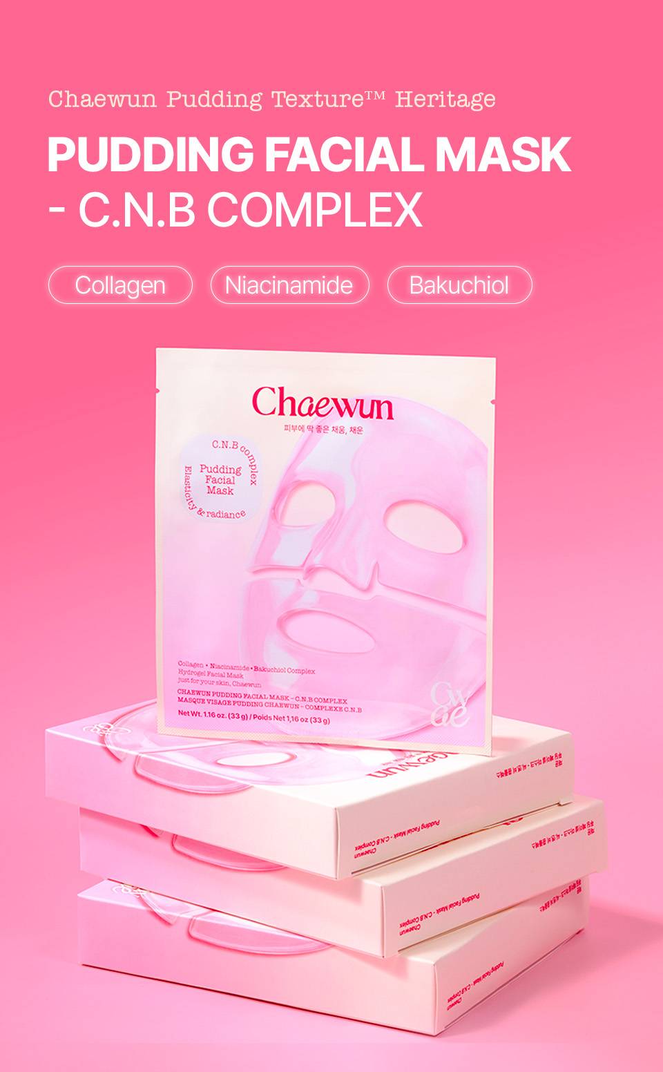 Chaewun Pudding Facial Mask C.N.B Complex collagen niacinamide bakuchiol key ingredients