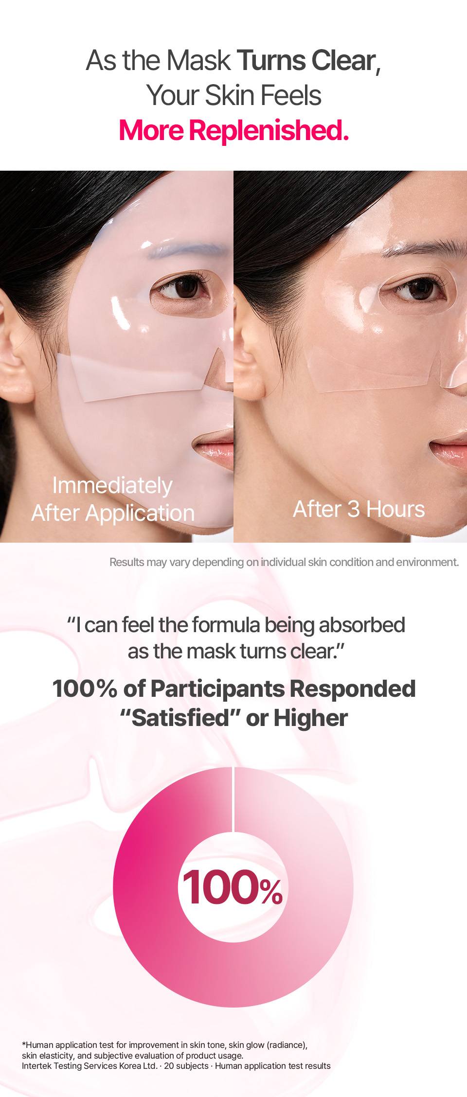 Chaewun Pudding Facial Mask before and after application, mask turns clear, satisfaction result
