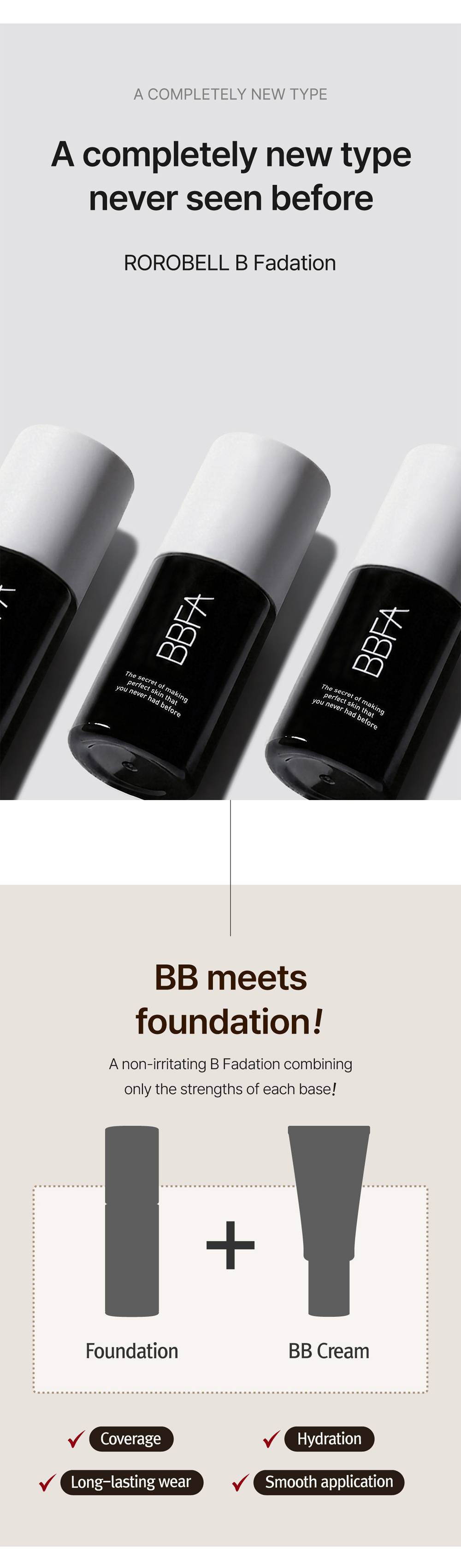 rorobell B Fadation(21) BB cream meets foundation, coverage, hydration, long-lasting wear, smooth application