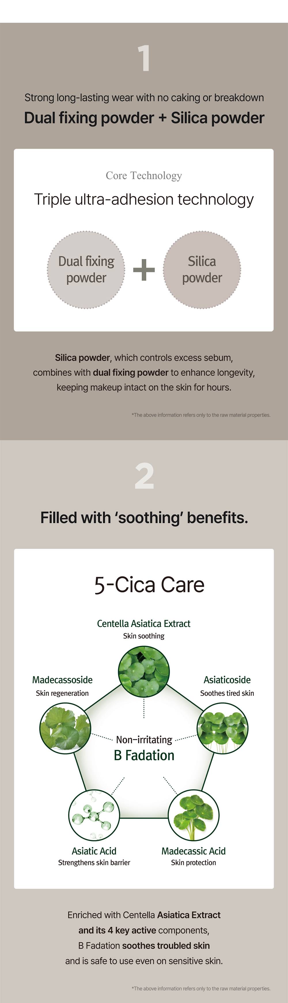 rorobell B Fadation(21) dual fixing powder, silica powder and 5-Cica Care centella ingredients